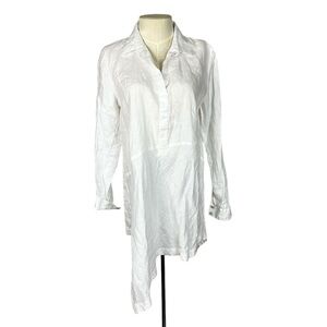 J Jill Love Linen Tunic Top oversized Small White Asymmetrical Capsule Coastal